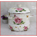 enamel steamer pot with high quality full decal and enamel lid